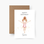 Geburtstagskarte Turnerin personalisiert mit Namen A6