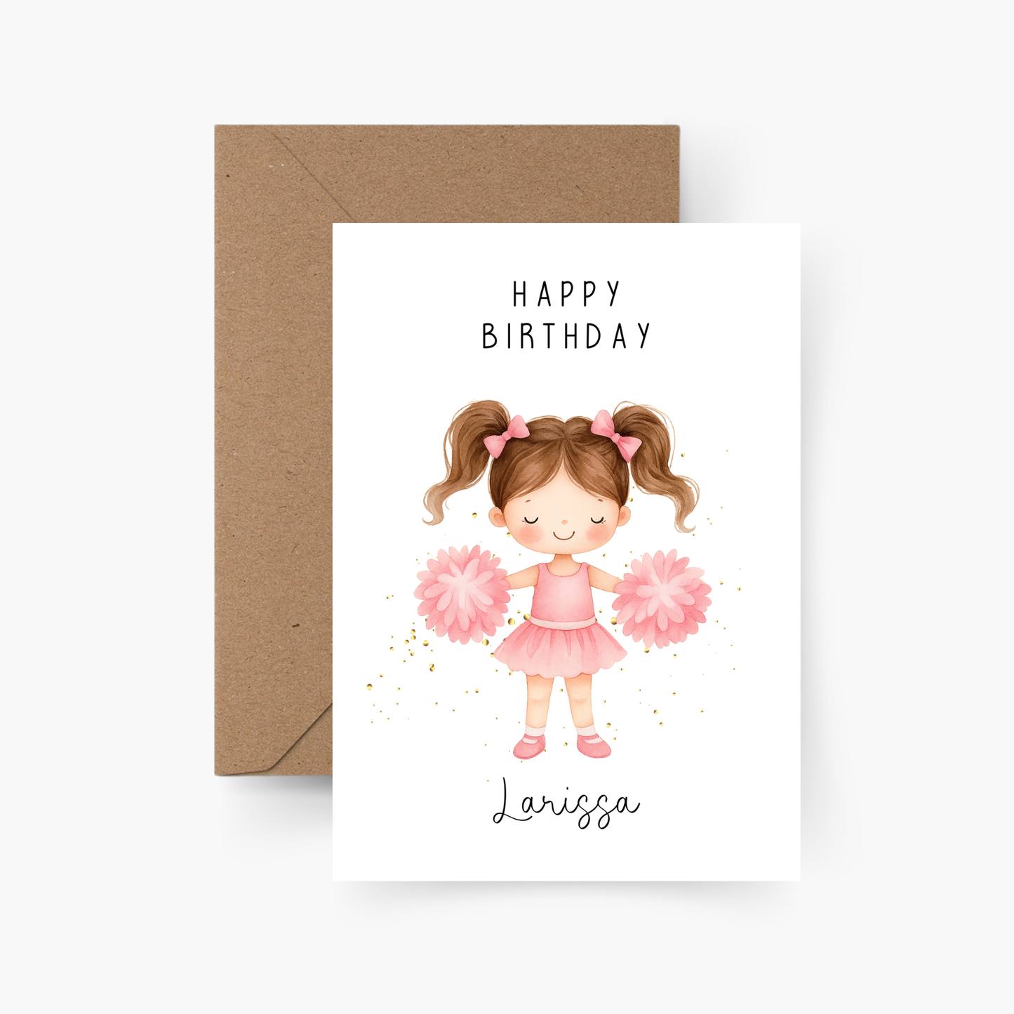 Geburtstagskarte Cheerleaderin personalisiert mit Namen A6