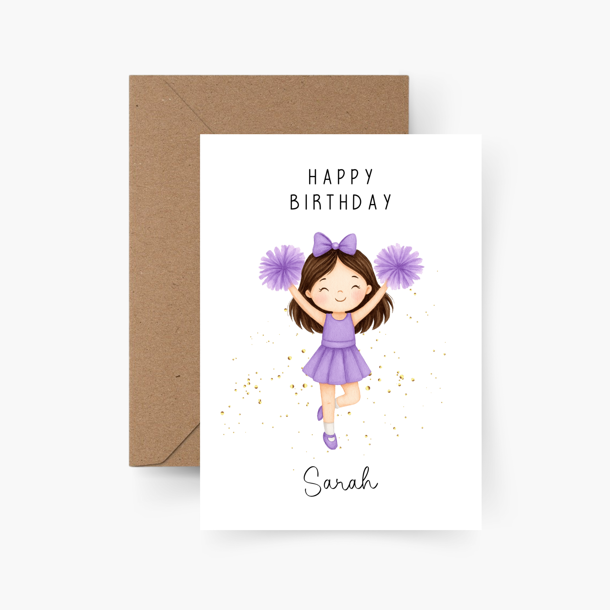 Geburtstagskarte Cheerleaderin personalisiert mit Namen A6