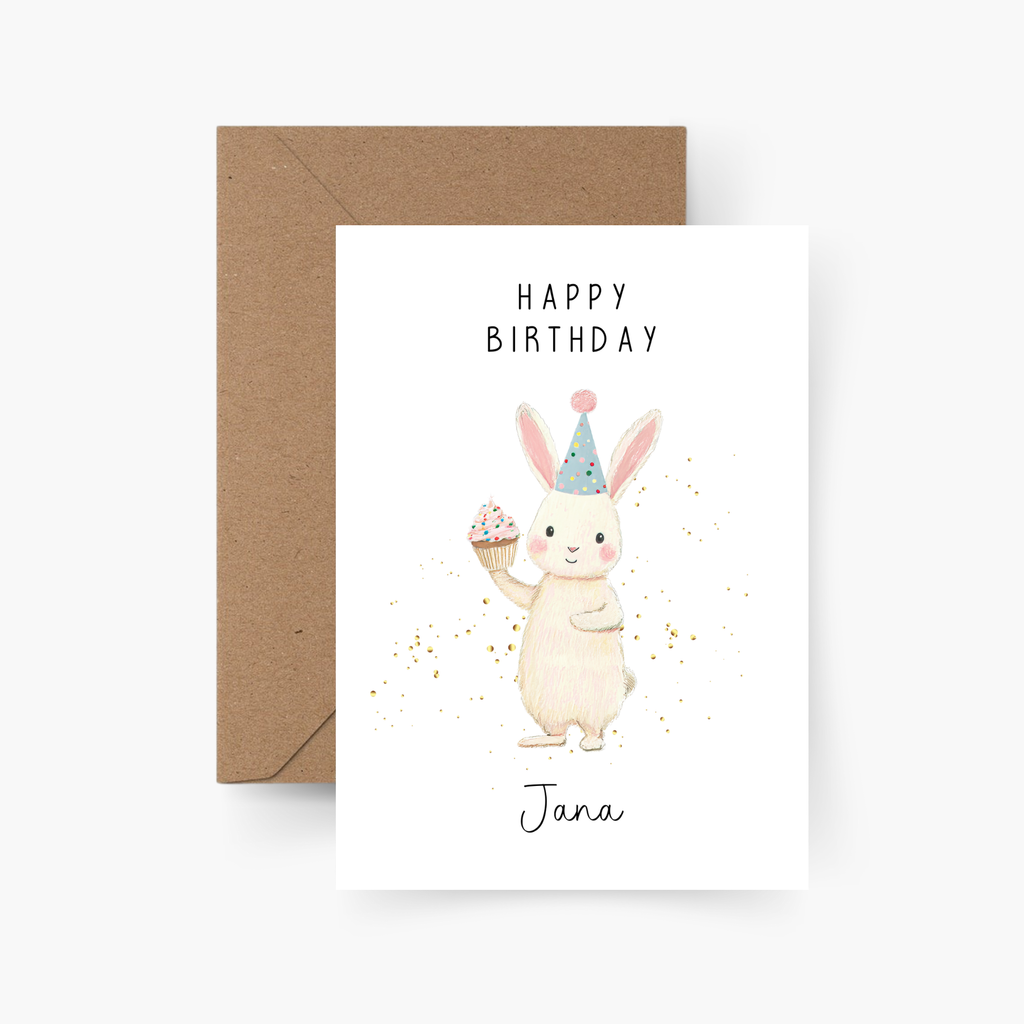Geburtstagskarte Hase personalisiert mit Namen A6