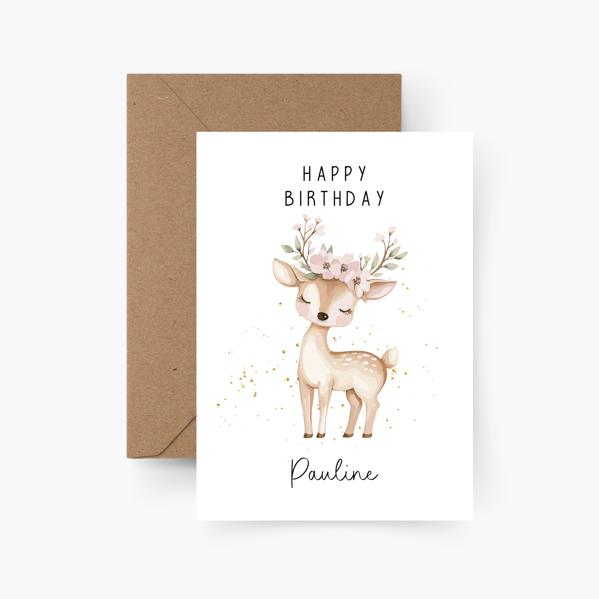 Geburtstagskarte Reh personalisiert mit Namen A6