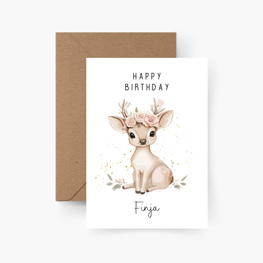 Geburtstagskarte Reh personalisiert mit Namen A6