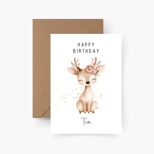 Geburtstagskarte Reh personalisiert mit Namen A6