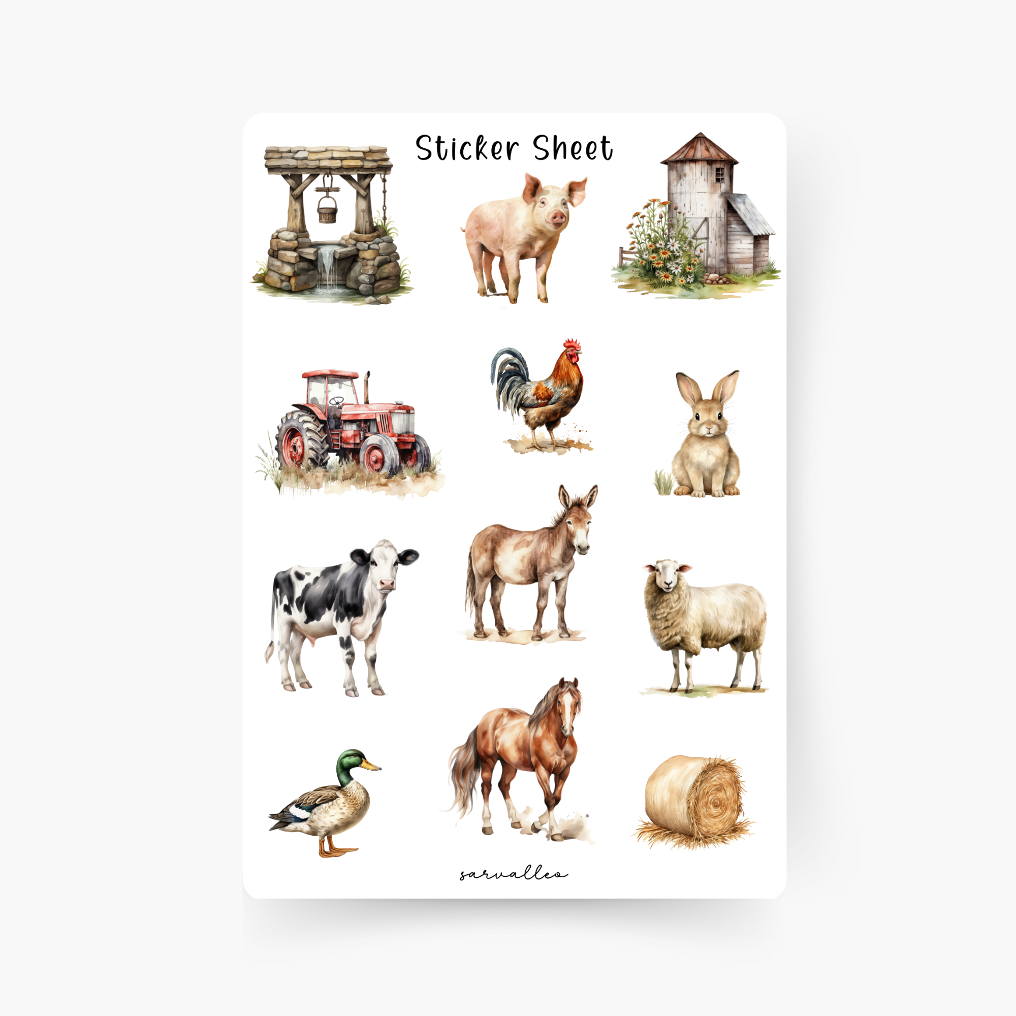 Bauernhof Tiere Sticker Sheet