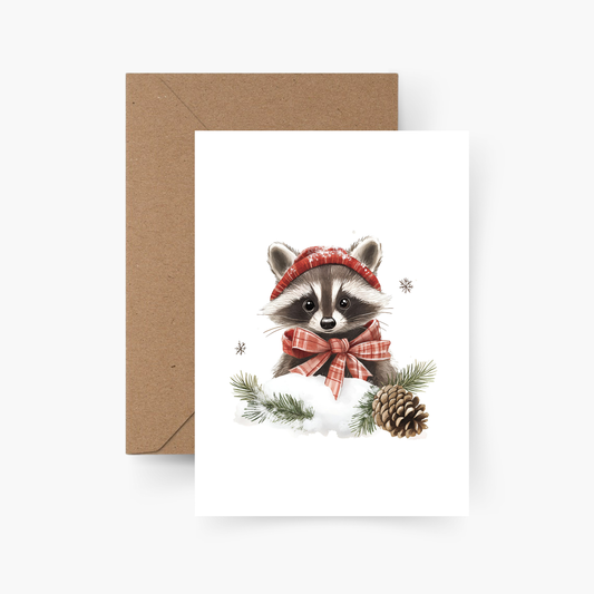 Weihnachtskarte Waschbär A6