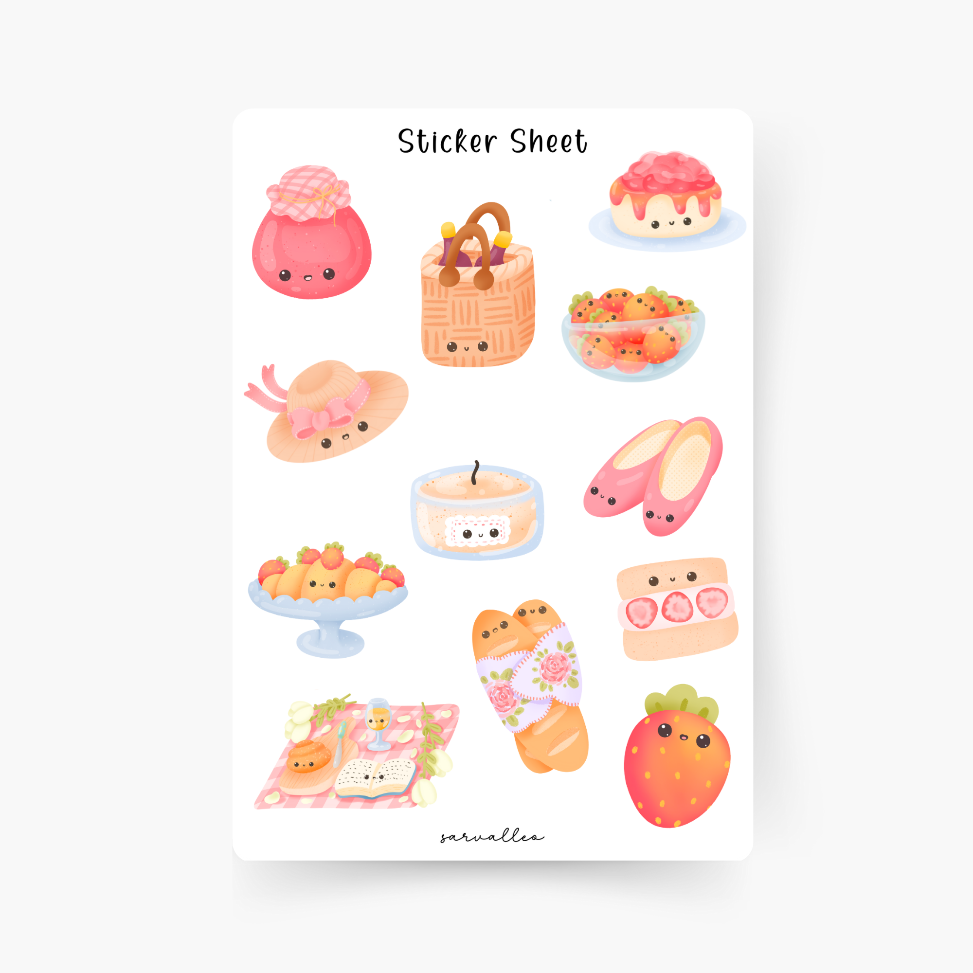 Kawaii Picknick Date Sticker Sheet