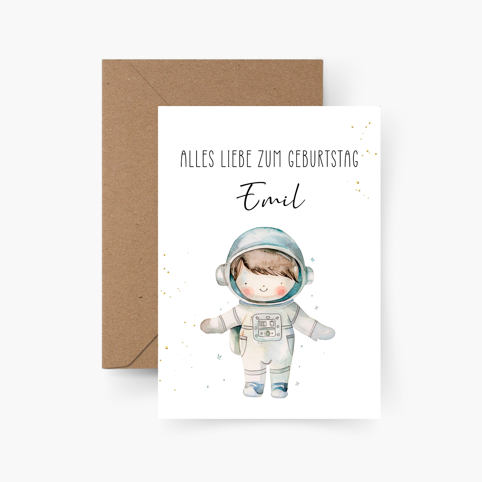 Geburtstagskarte Astronaut personalisiert mit Namen A6