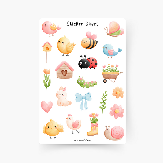 Cute Frühling Sticker Sheet