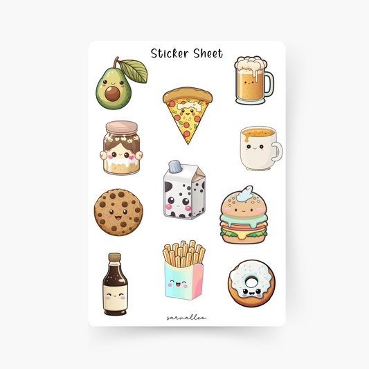Kawaii 2 Food Sticker Sheet