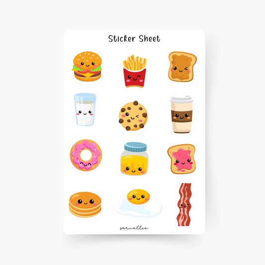 Kawaii Food Sticker Sheet