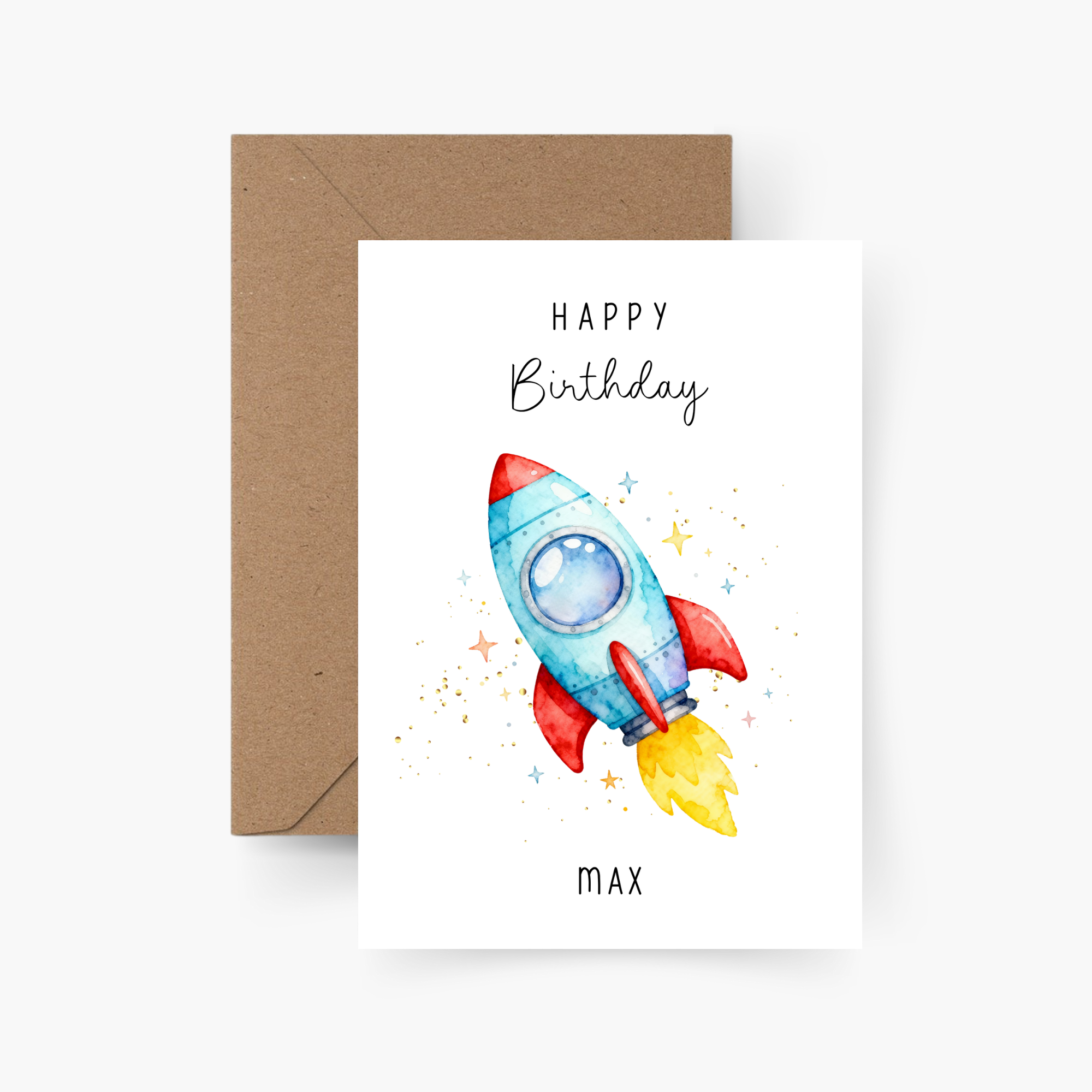 Geburtstagskarte Rakete personalisiert mit Namen A6