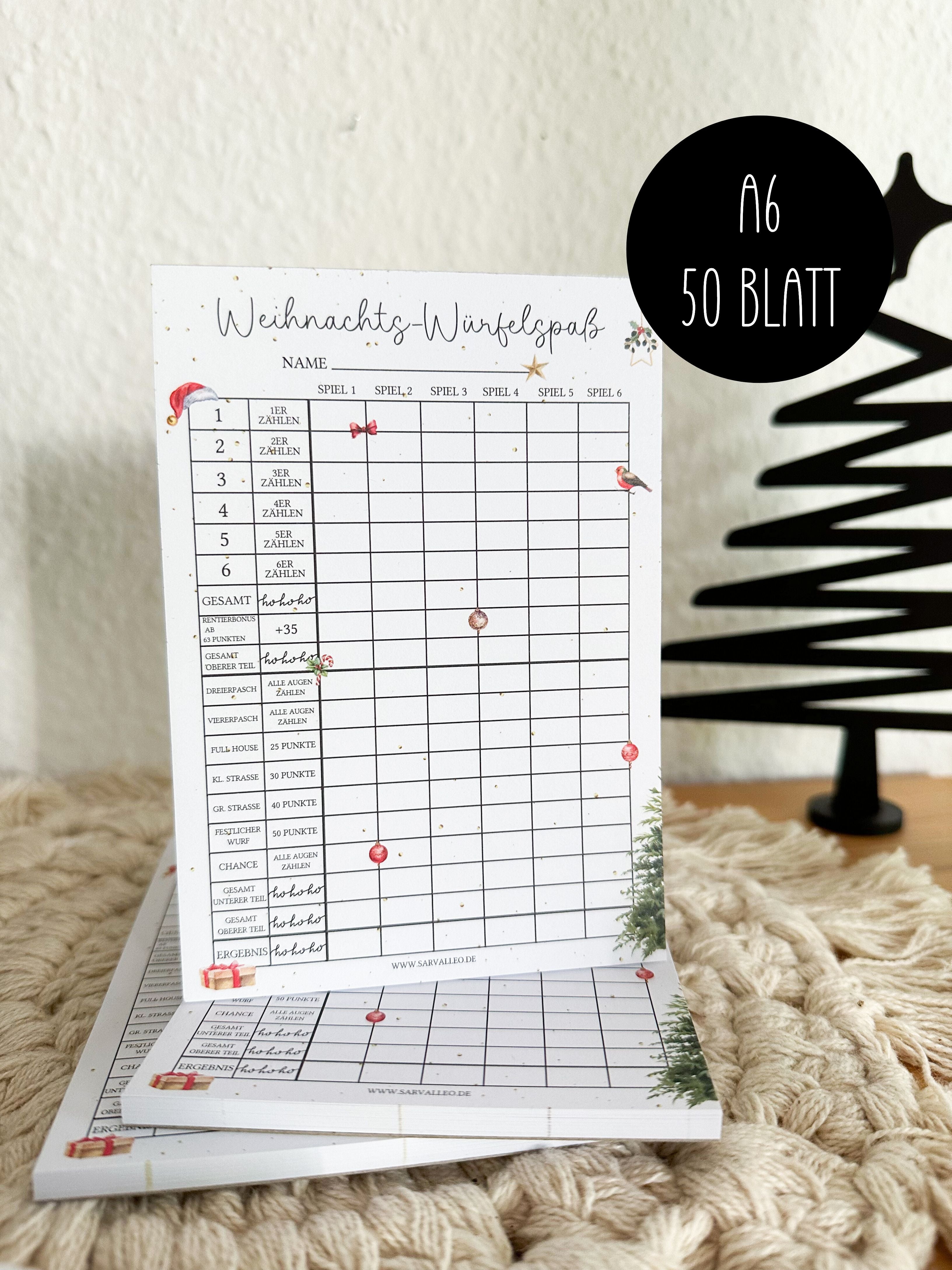 Weihnachts-Würfelspaß - A6 Spielblock