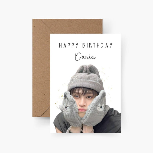 Geburtstagskarte Stray Kids personalisiert mit Namen A6 Bang Chan