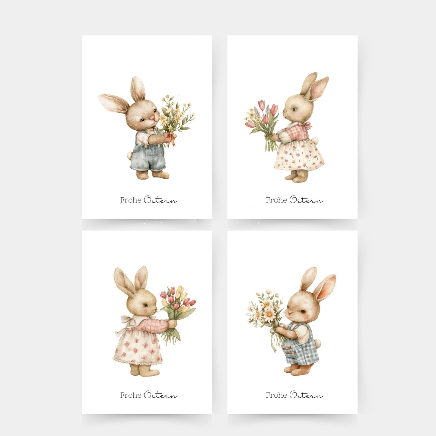 Osterhasen Karten Aquarell einzeln oder im Set A6