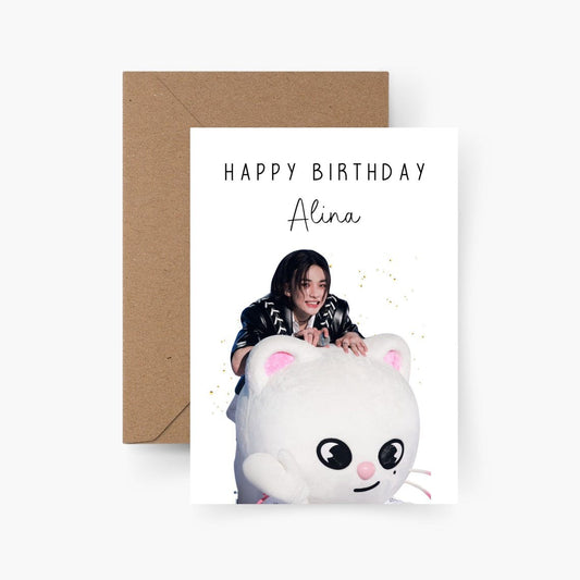 Geburtstagskarte Stray Kids personalisiert mit Namen A6 Hyunjin