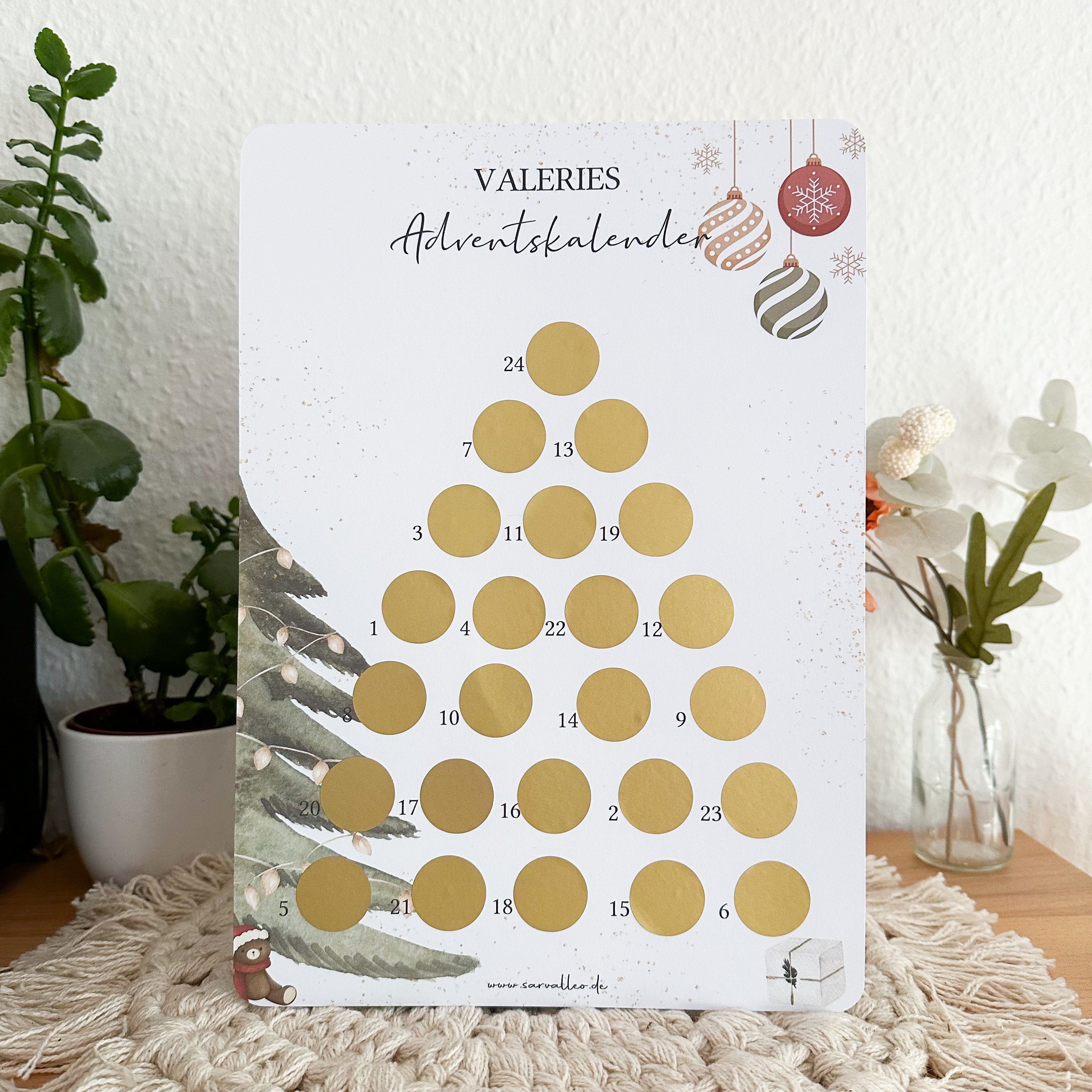 Adventskalender mit 24 Feldern zum Freirubbeln