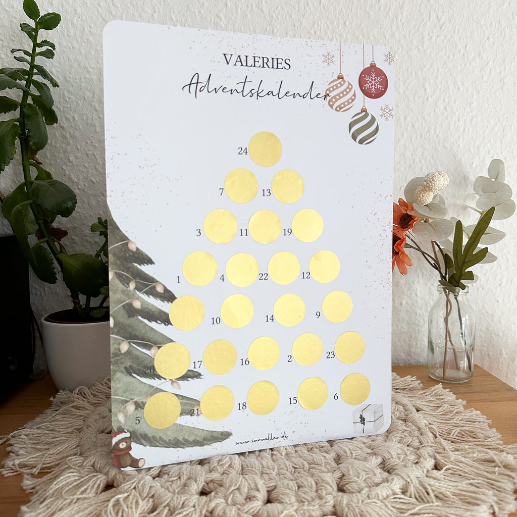 Adventskalender mit 24 Feldern zum Freirubbeln