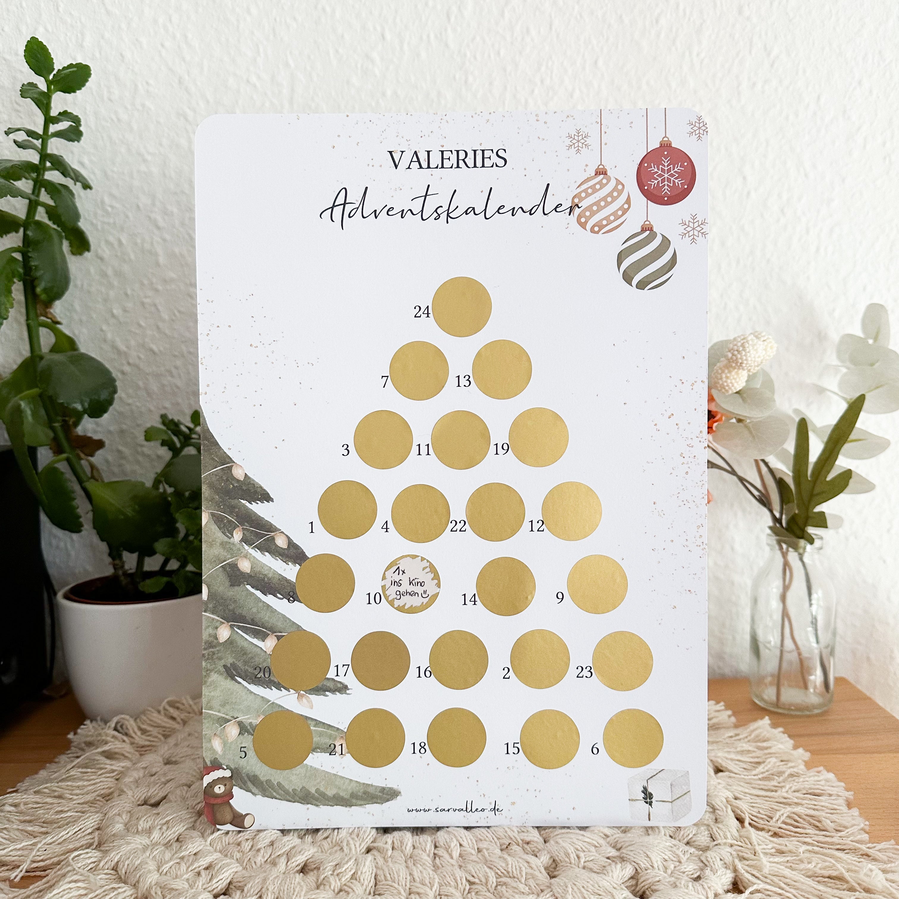 Adventskalender mit 24 Feldern zum Freirubbeln