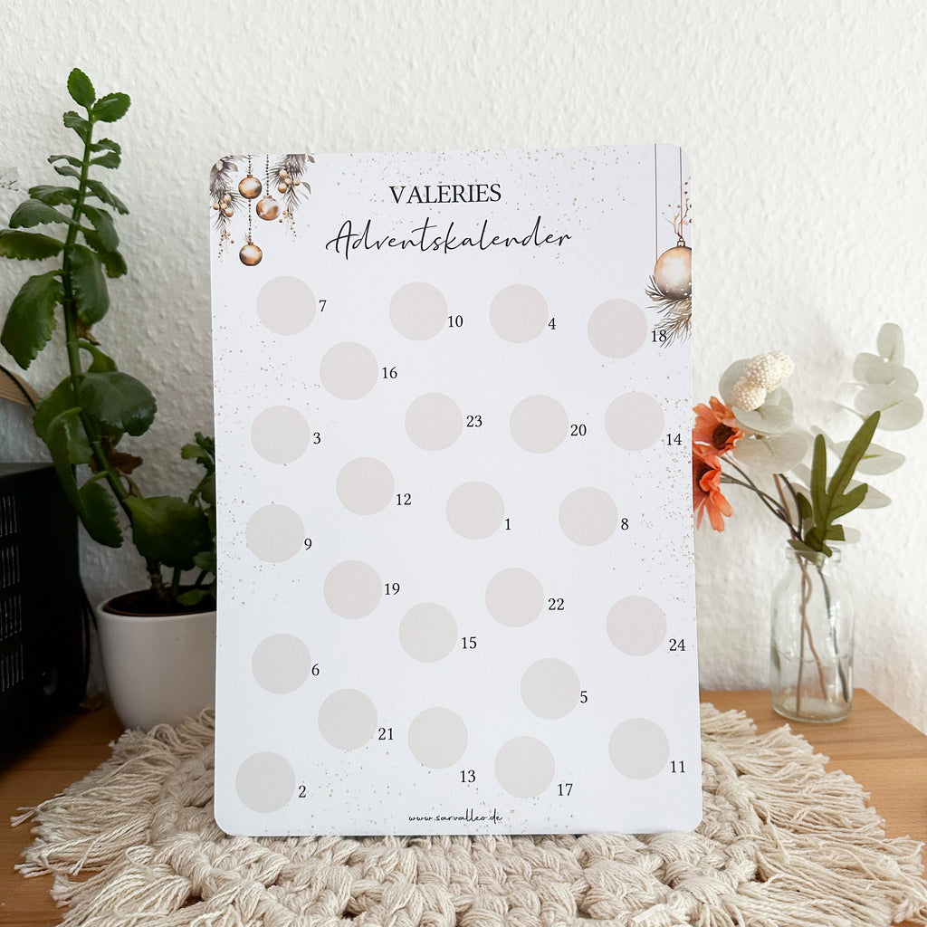 Adventskalender mit 24 Feldern zum Freirubbeln