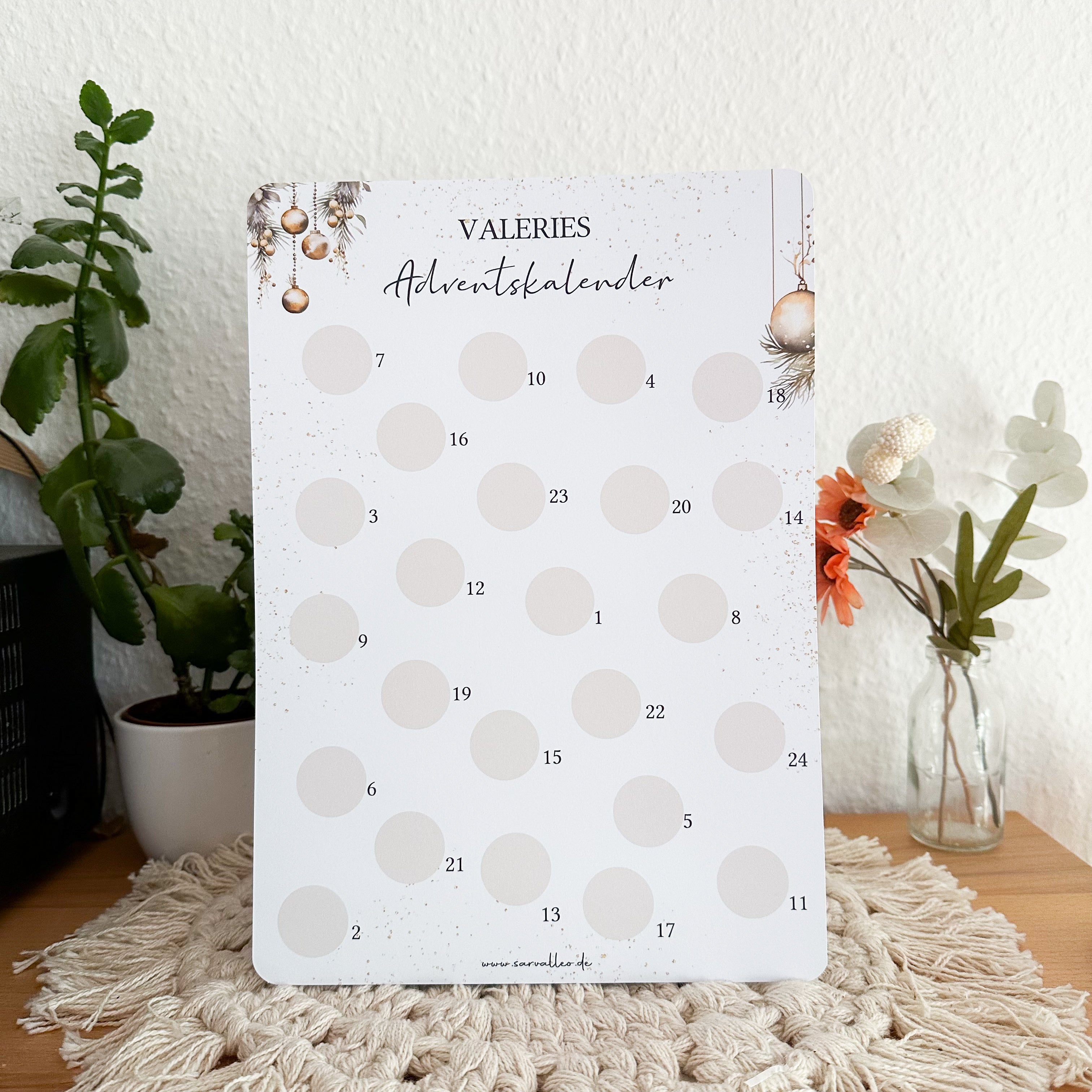 Adventskalender mit 24 Feldern zum Freirubbeln