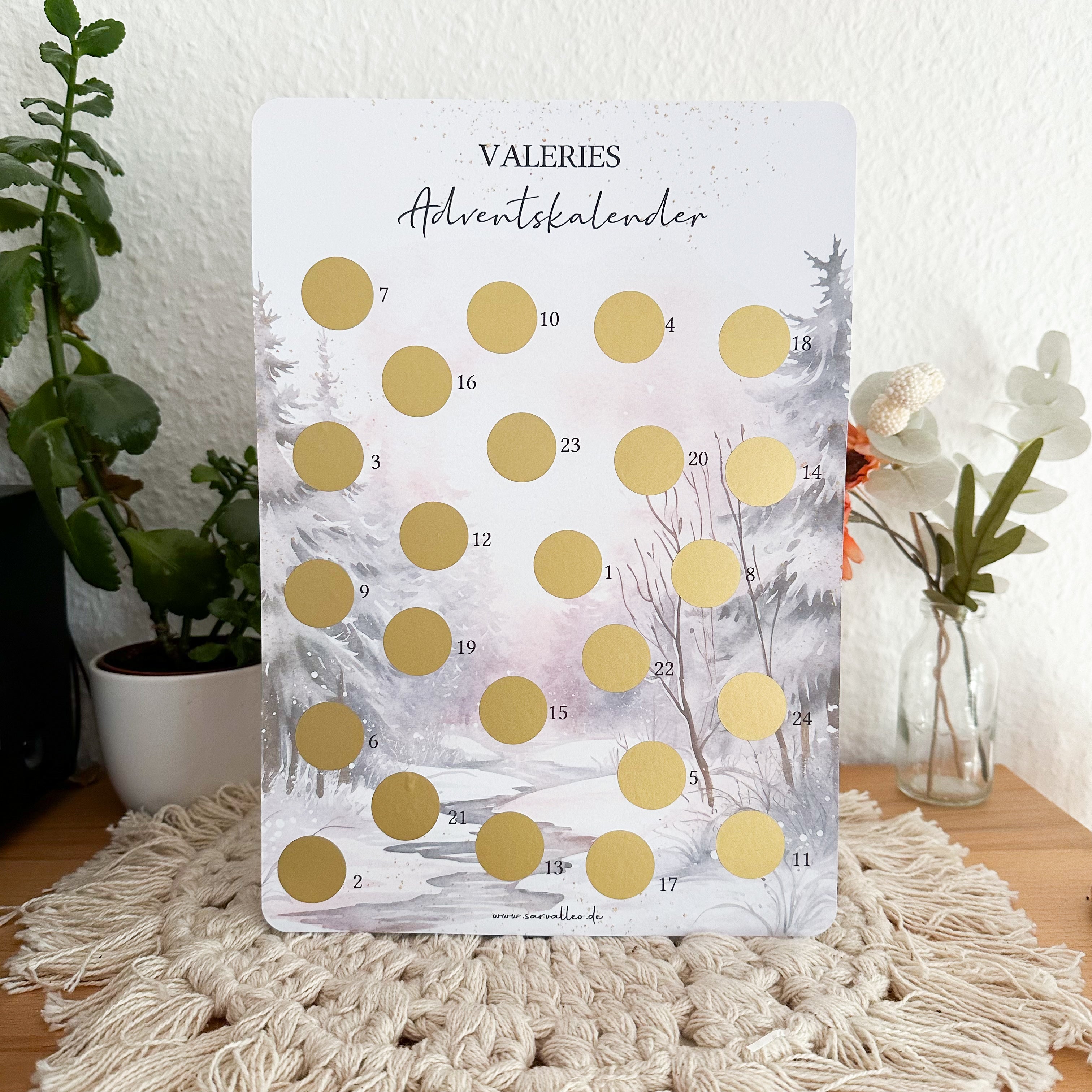 Adventskalender mit 24 Feldern zum Freirubbeln