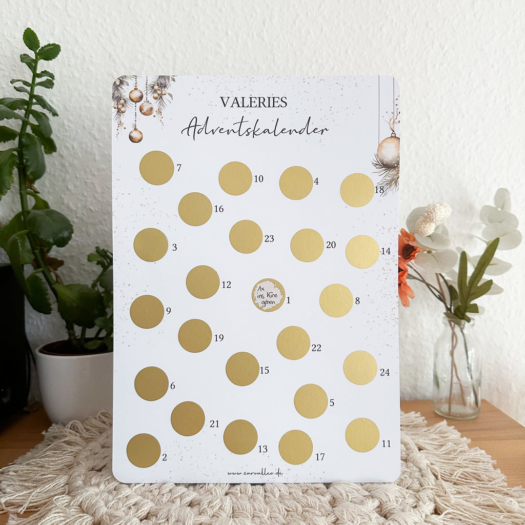Adventskalender mit 24 Feldern zum Freirubbeln