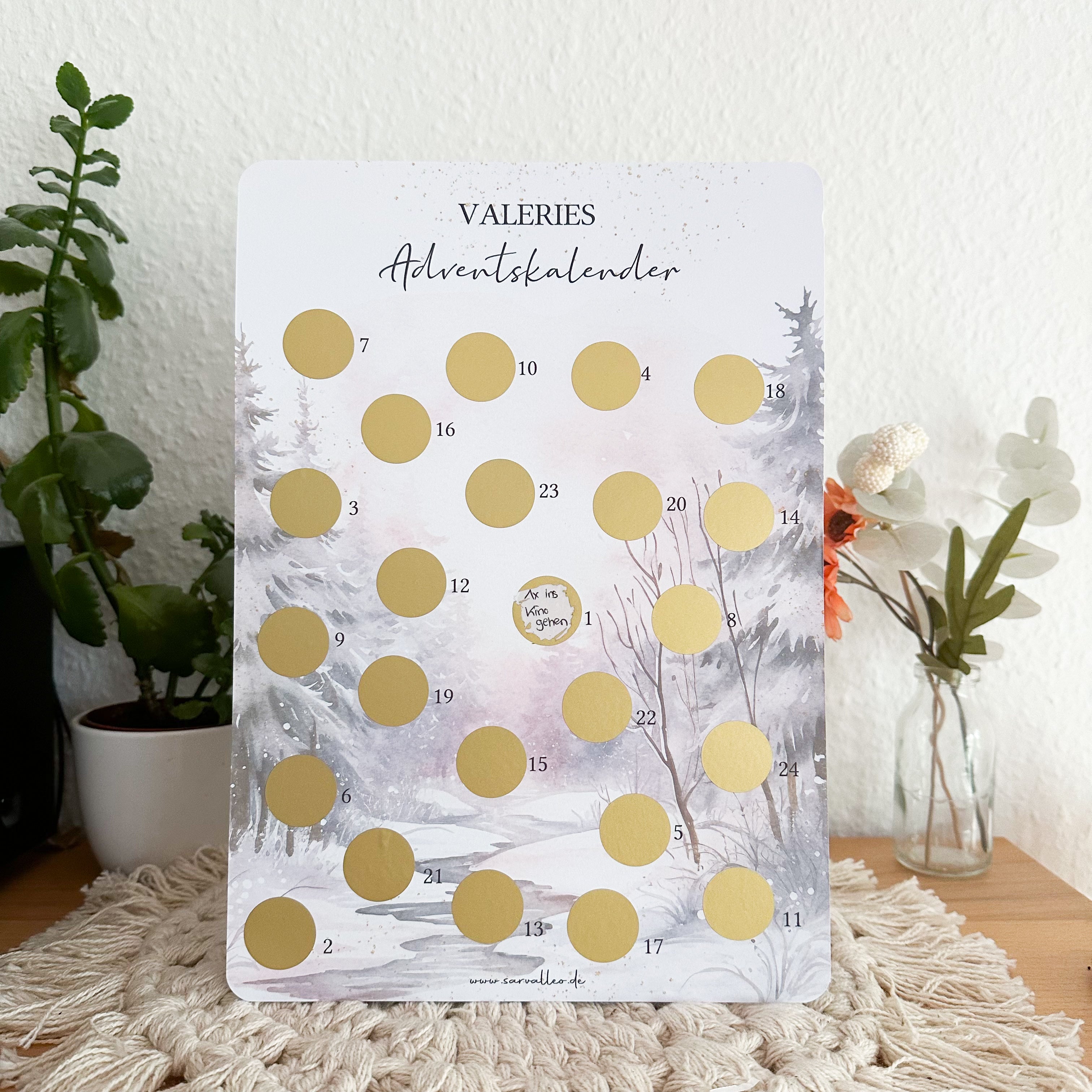 Adventskalender mit 24 Feldern zum Freirubbeln