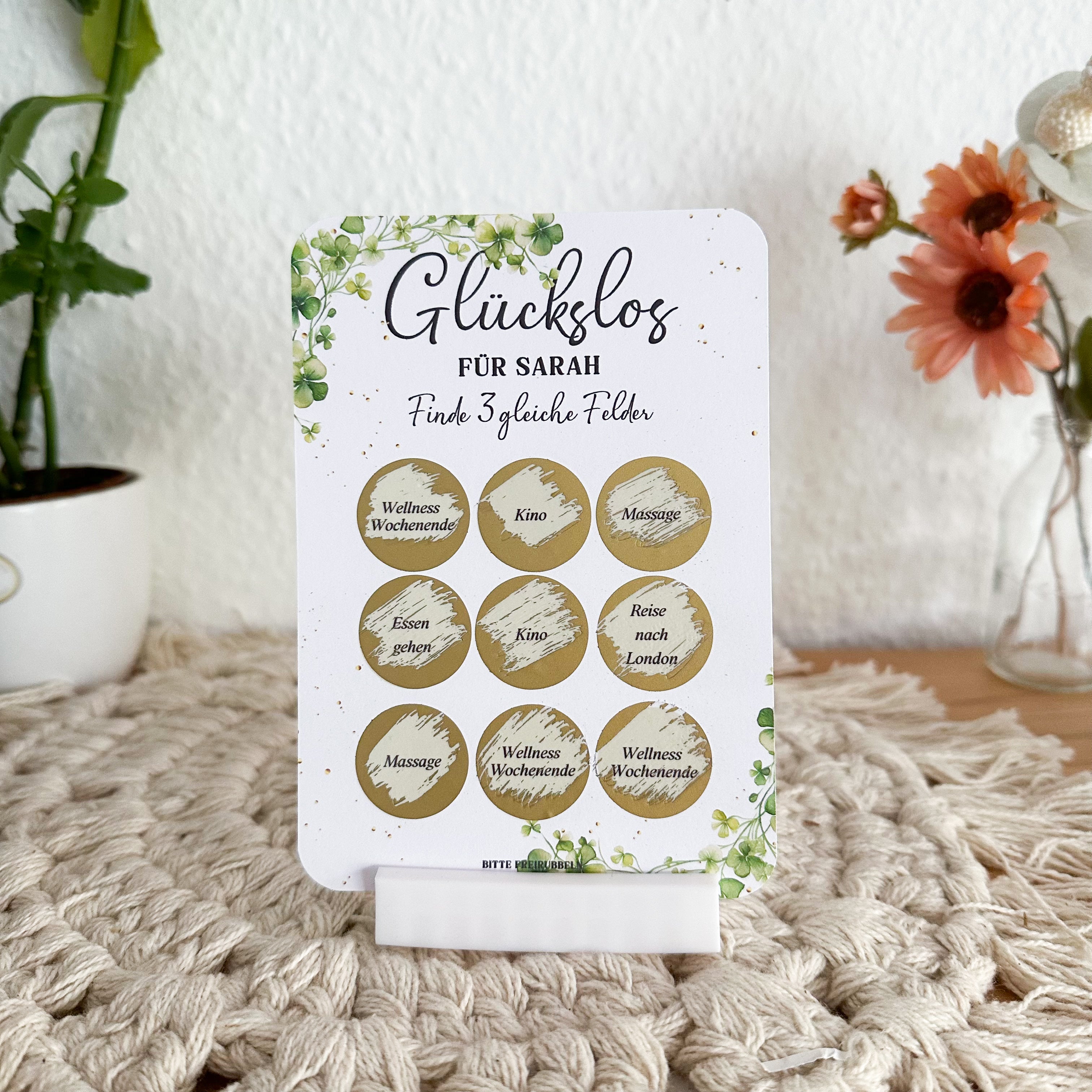 Glückslos , Rubbellos für z.B Gutscheine mit Wunschtext