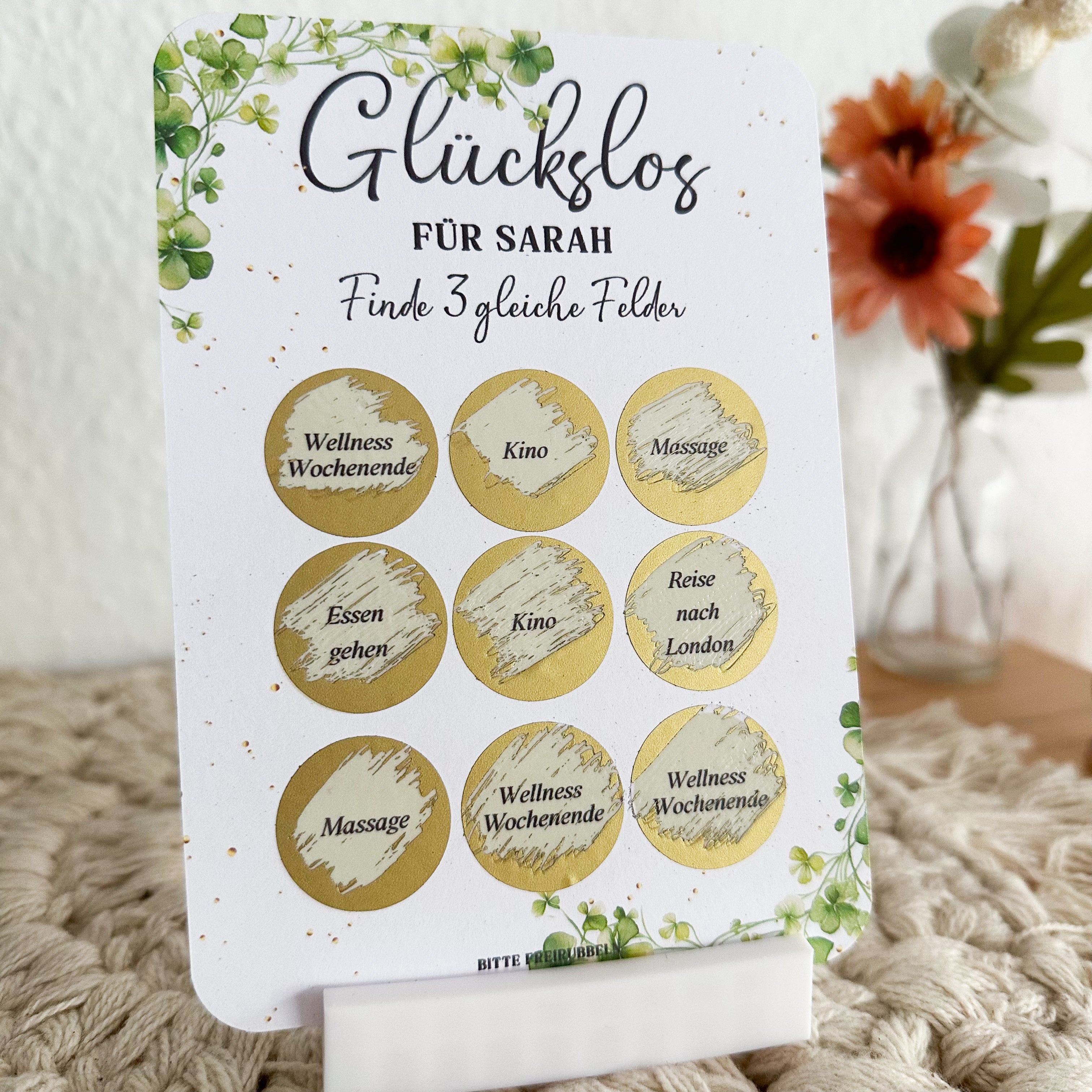 Glückslos , Rubbellos für z.B Gutscheine mit Wunschtext