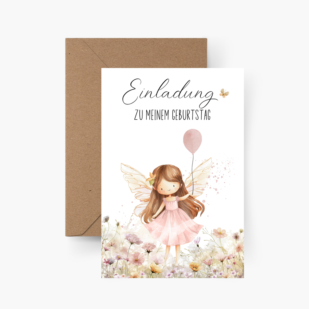 Einladungskarte Fee Kindergeburtstag 5er oder 10er Set