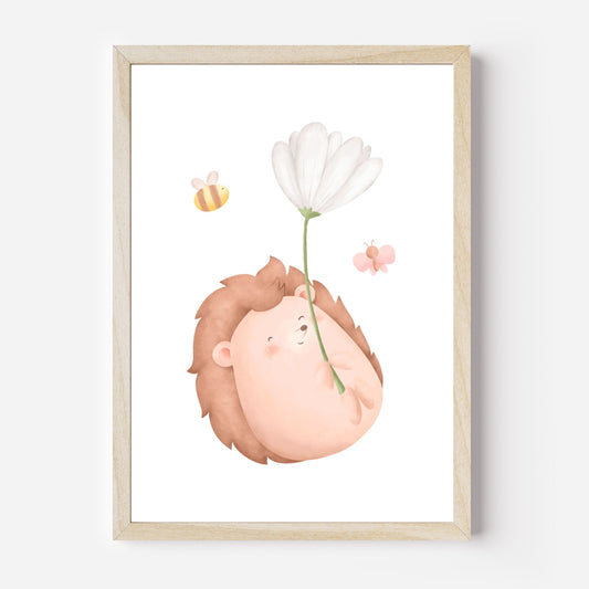 Igel mit Blume Poster | Kinderzimmer