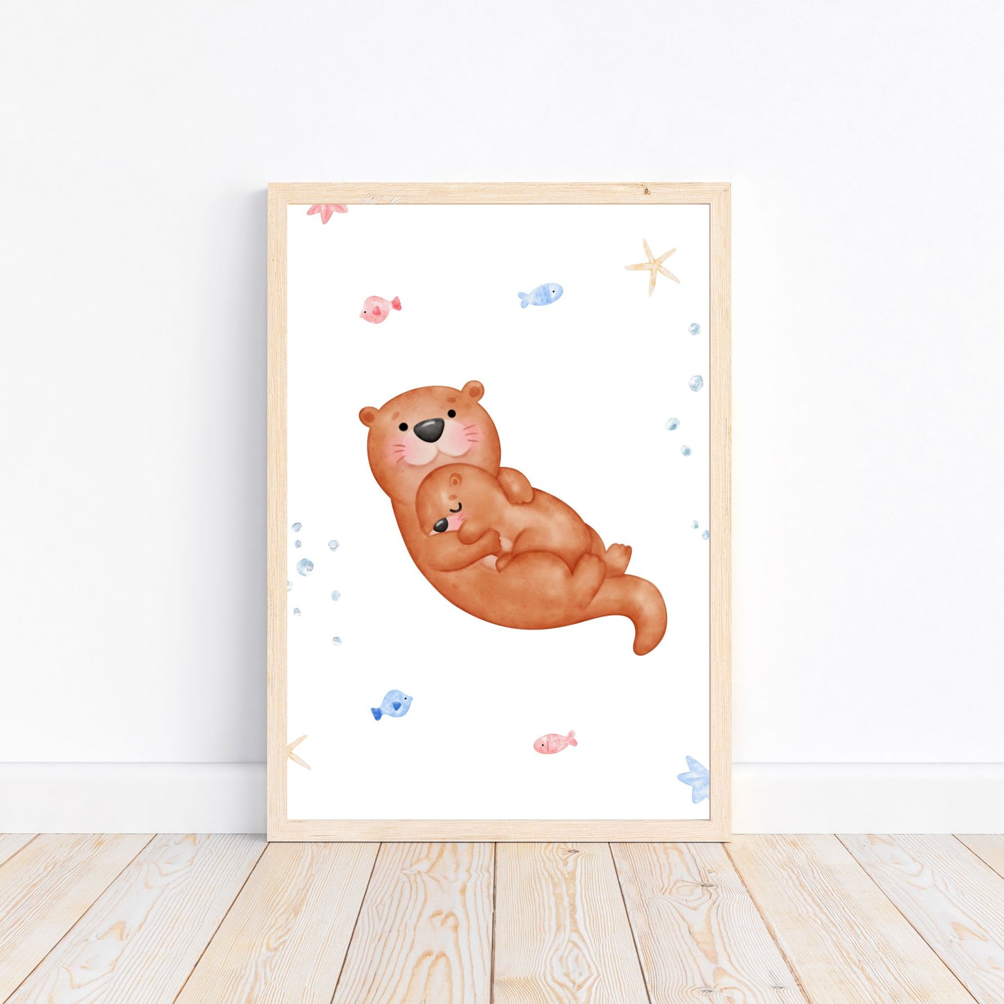 Süße Otter Mama & Baby Poster | Kinderzimmer