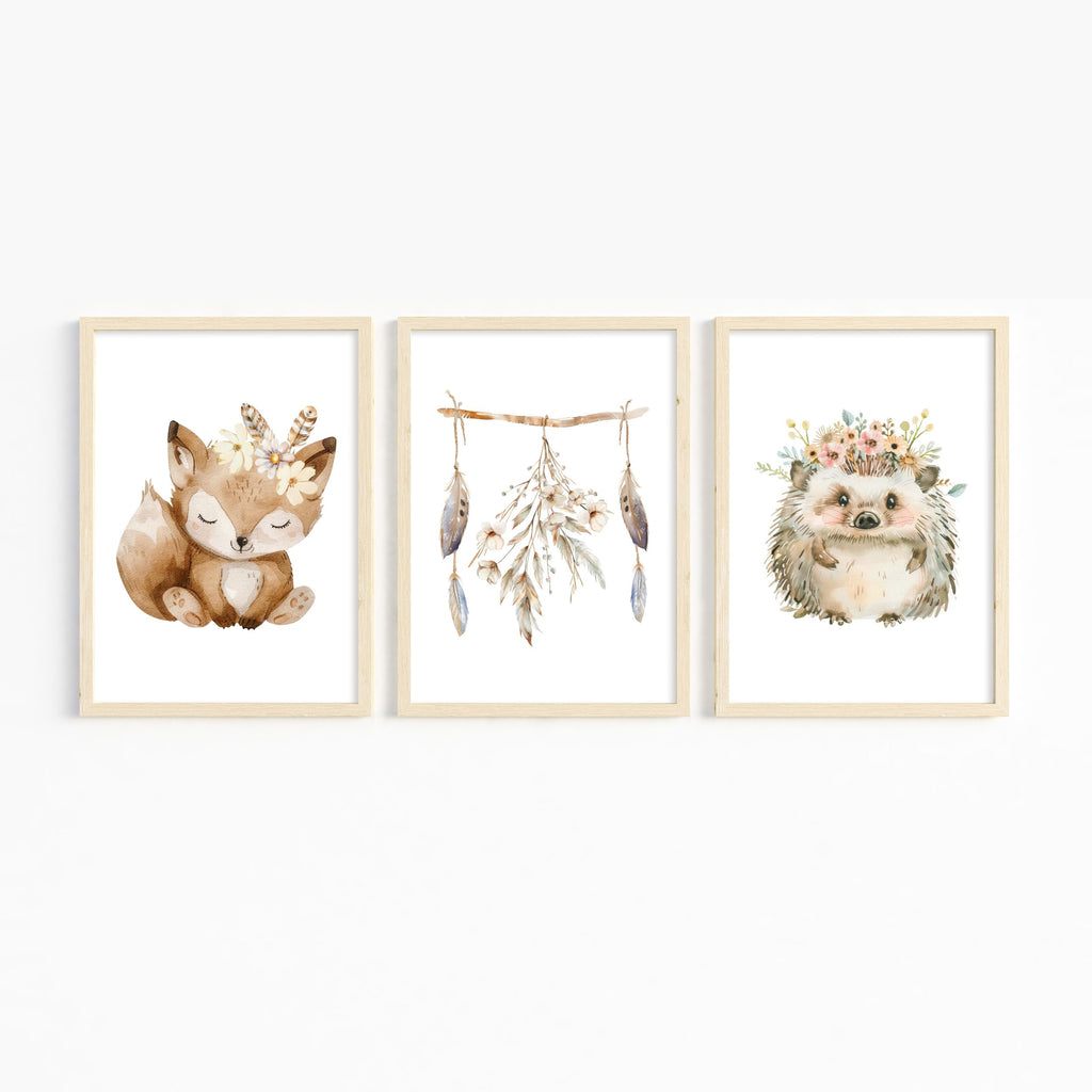 Boho Tiere Poster A4 | Kinderzimmer