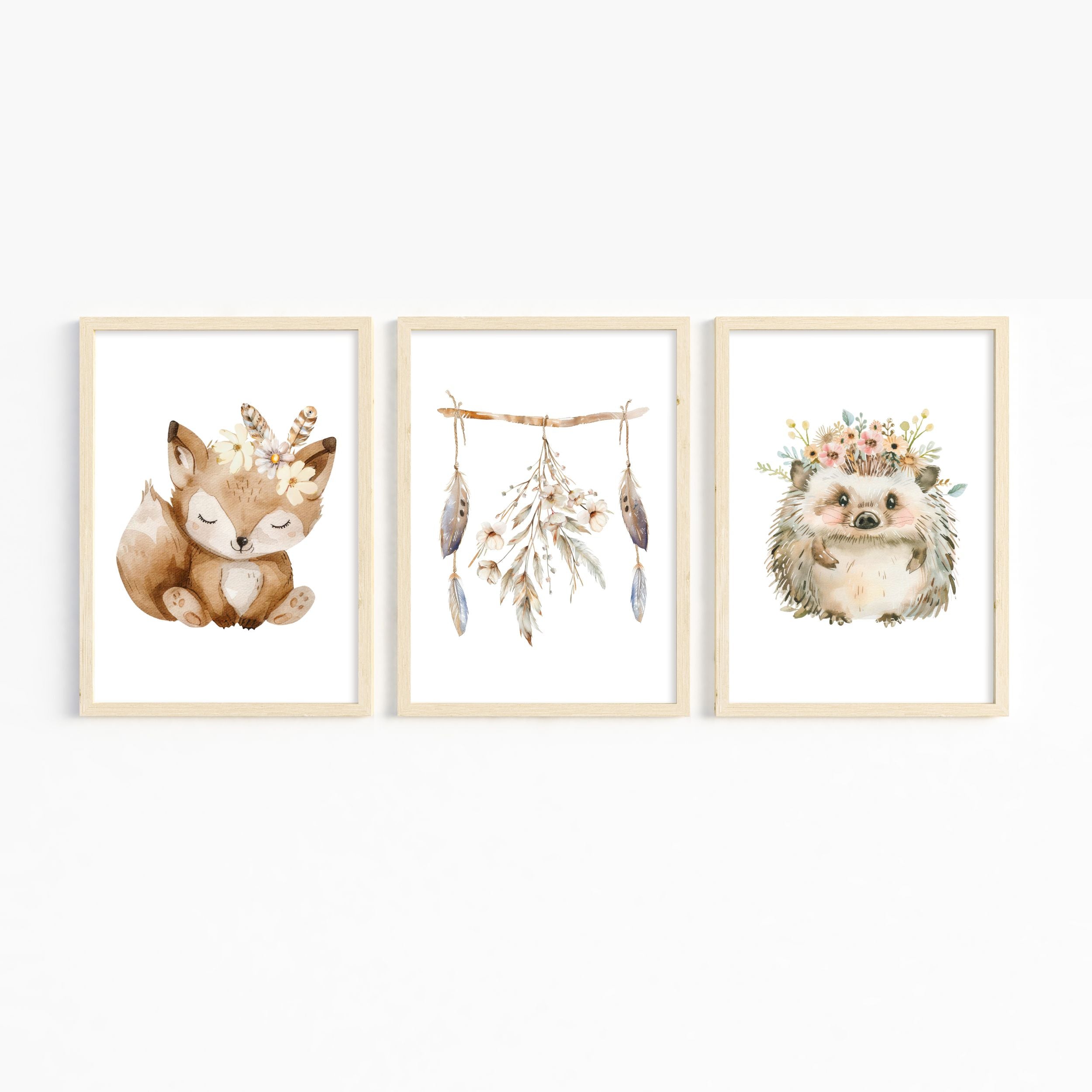 Boho Tiere Poster A4 | Kinderzimmer