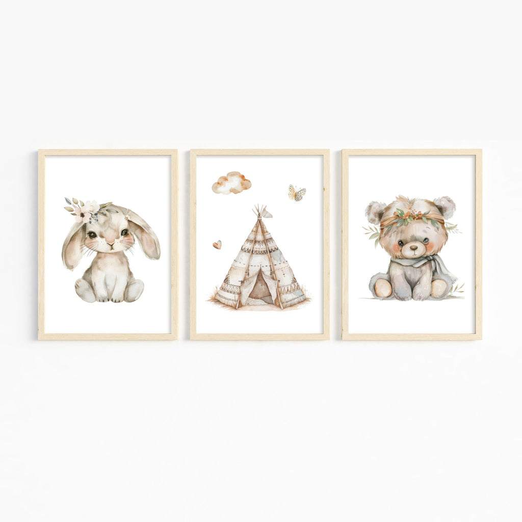 Boho Tiere Poster | Kinderzimmer