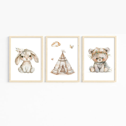 Boho Tiere Poster | Kinderzimmer