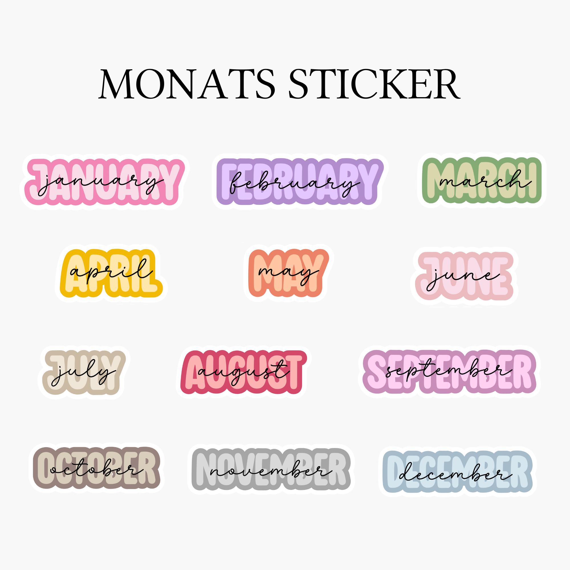 Monats Sticker bunt