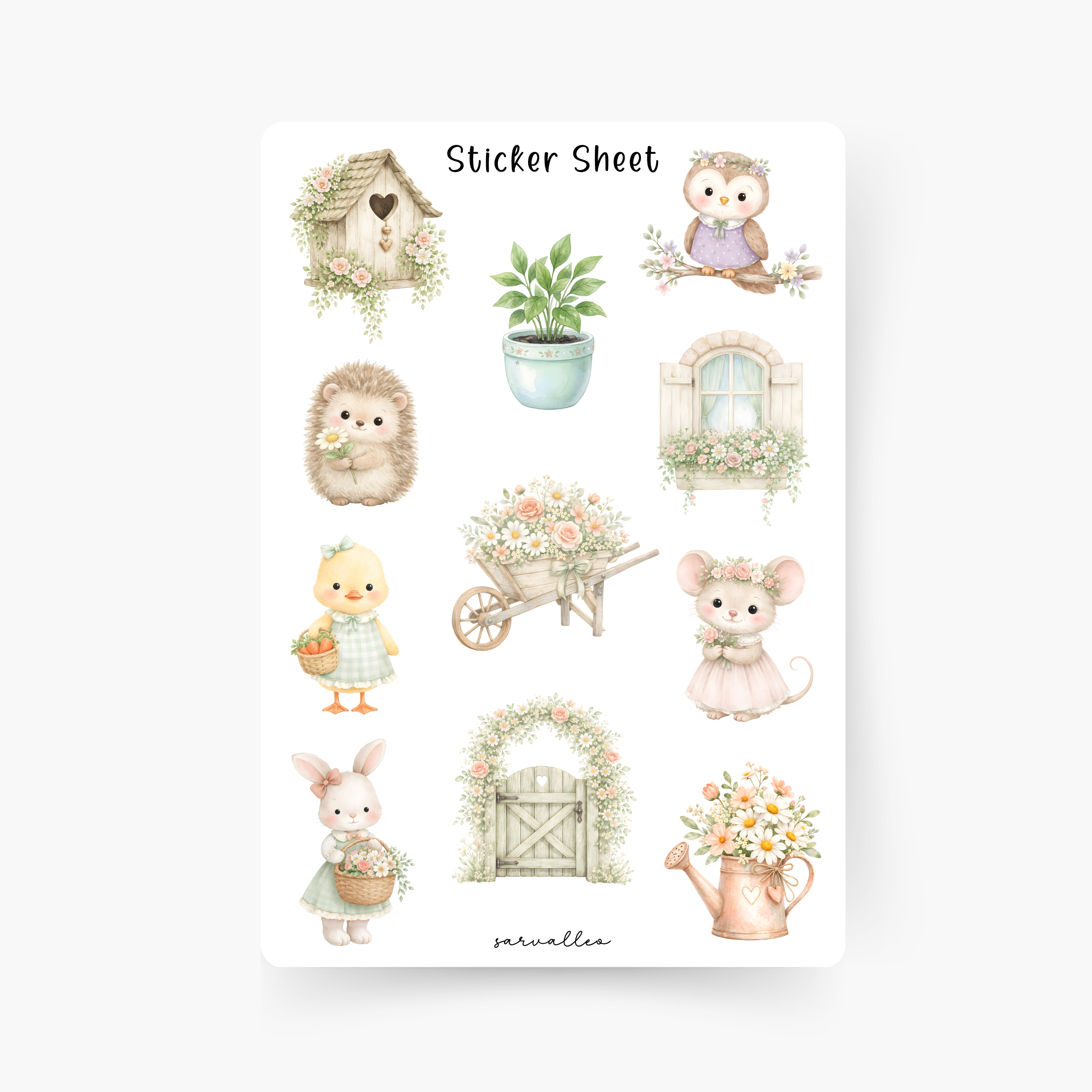Tiere Frühling Sticker Sheet