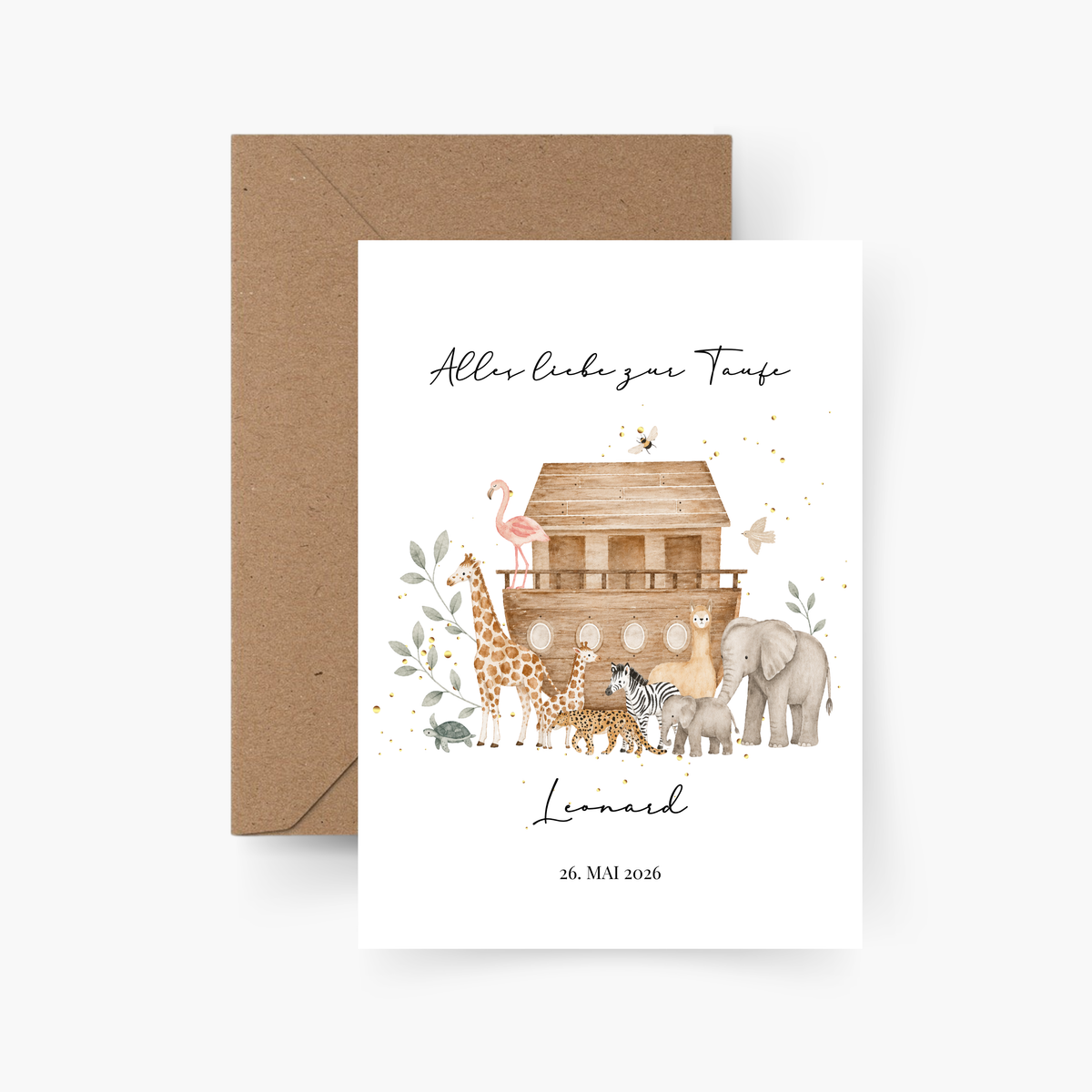 Alles Liebe zur Taufe personalisiert mit Name & Datum - Karte A6