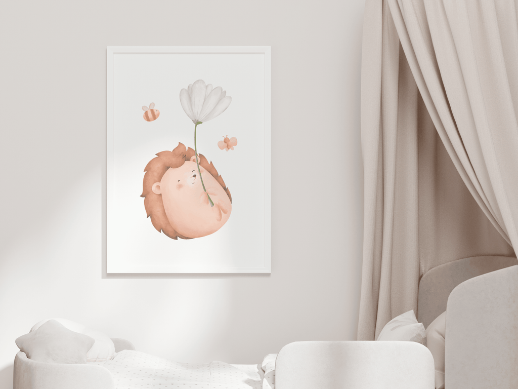 Igel mit Blume Poster | Kinderzimmer
