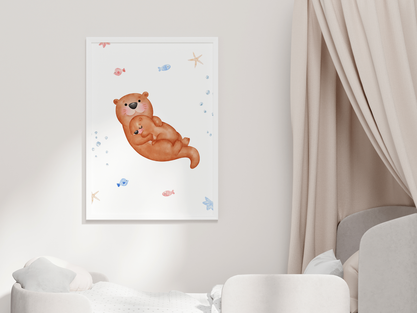 Süße Otter Mama & Baby Poster | Kinderzimmer