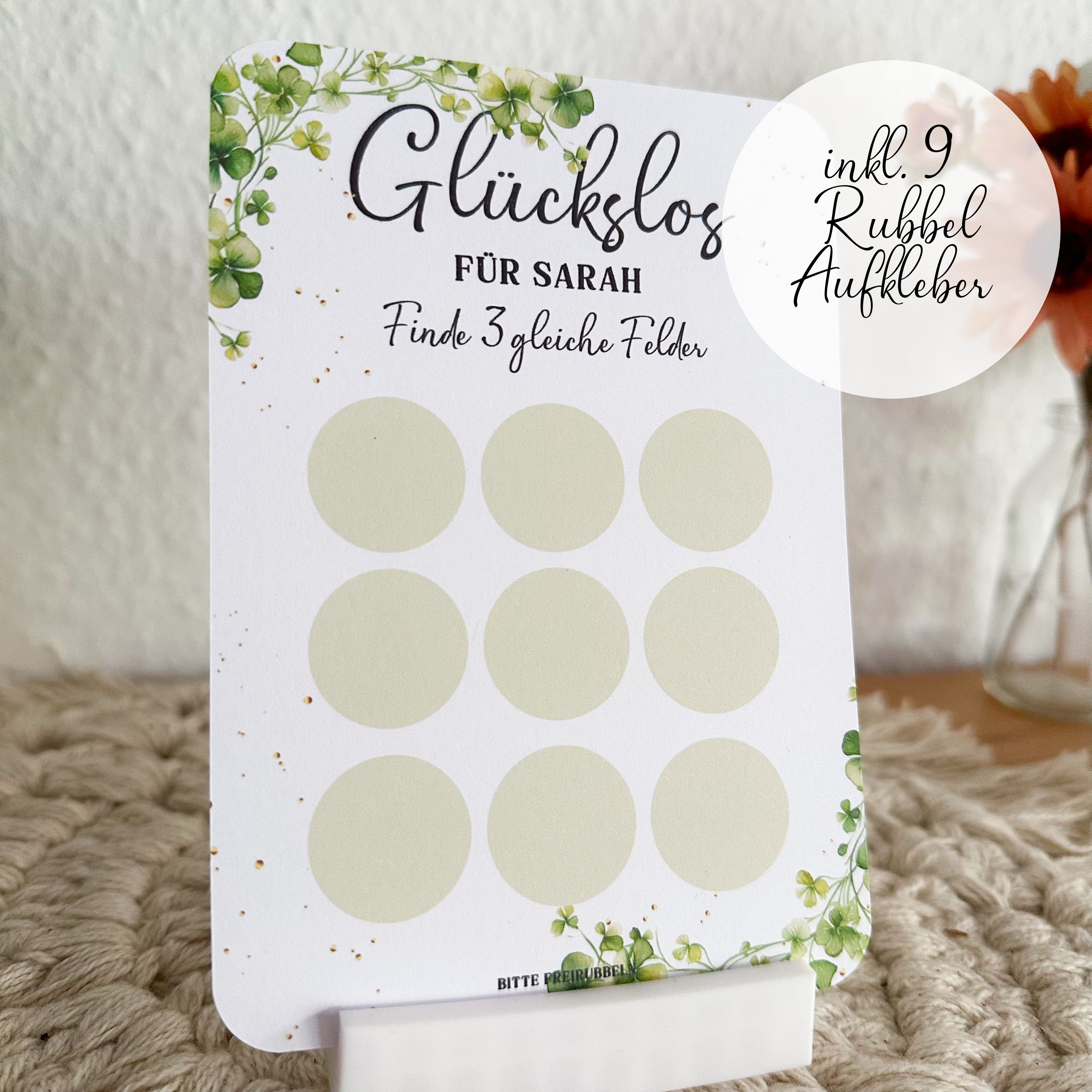 Glückslos , Rubbellos für z.B Gutscheine mit Wunschtext