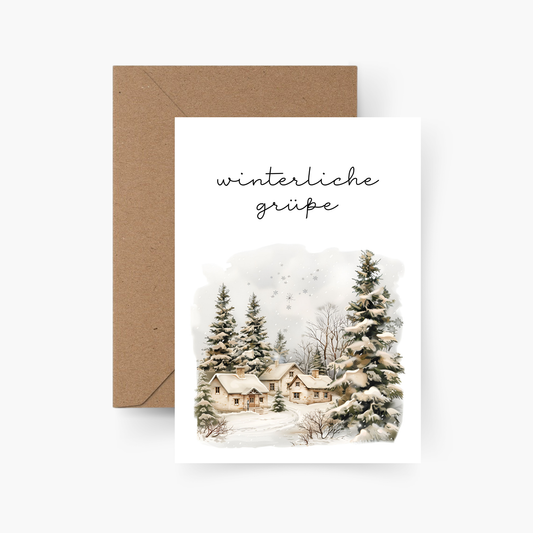 Weihnachtskarte Winterliche Grüße A6
