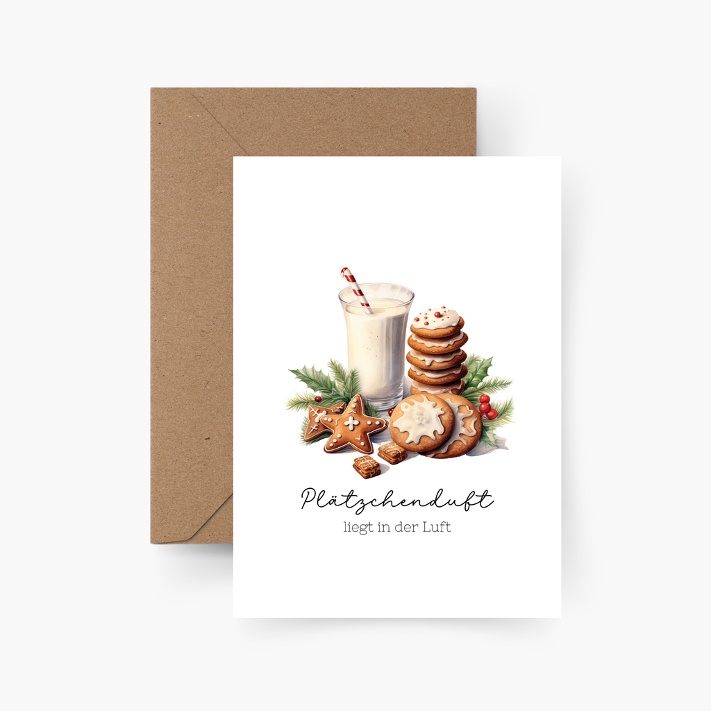 Weihnachtskarte "Plätzchenduft liegt in der Luft"