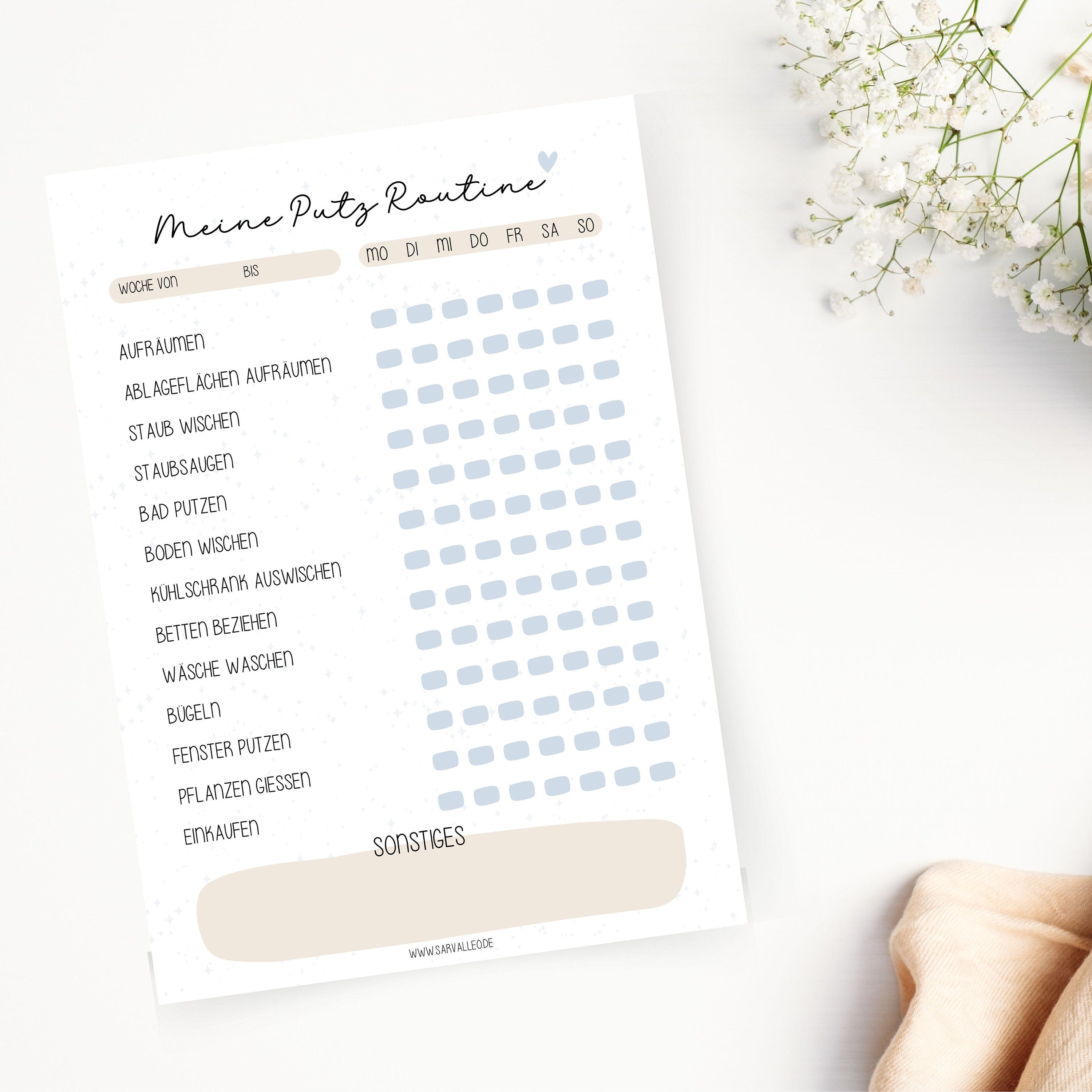 Putzplan laminiert A5 - wiederverwendbar