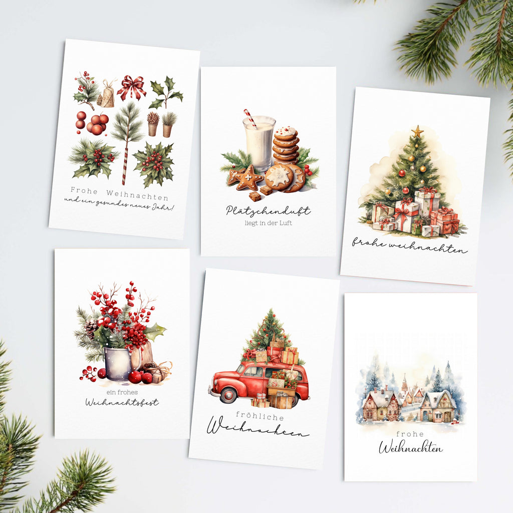 Weihnachtskarten Aquarell einzeln oder im Set A6