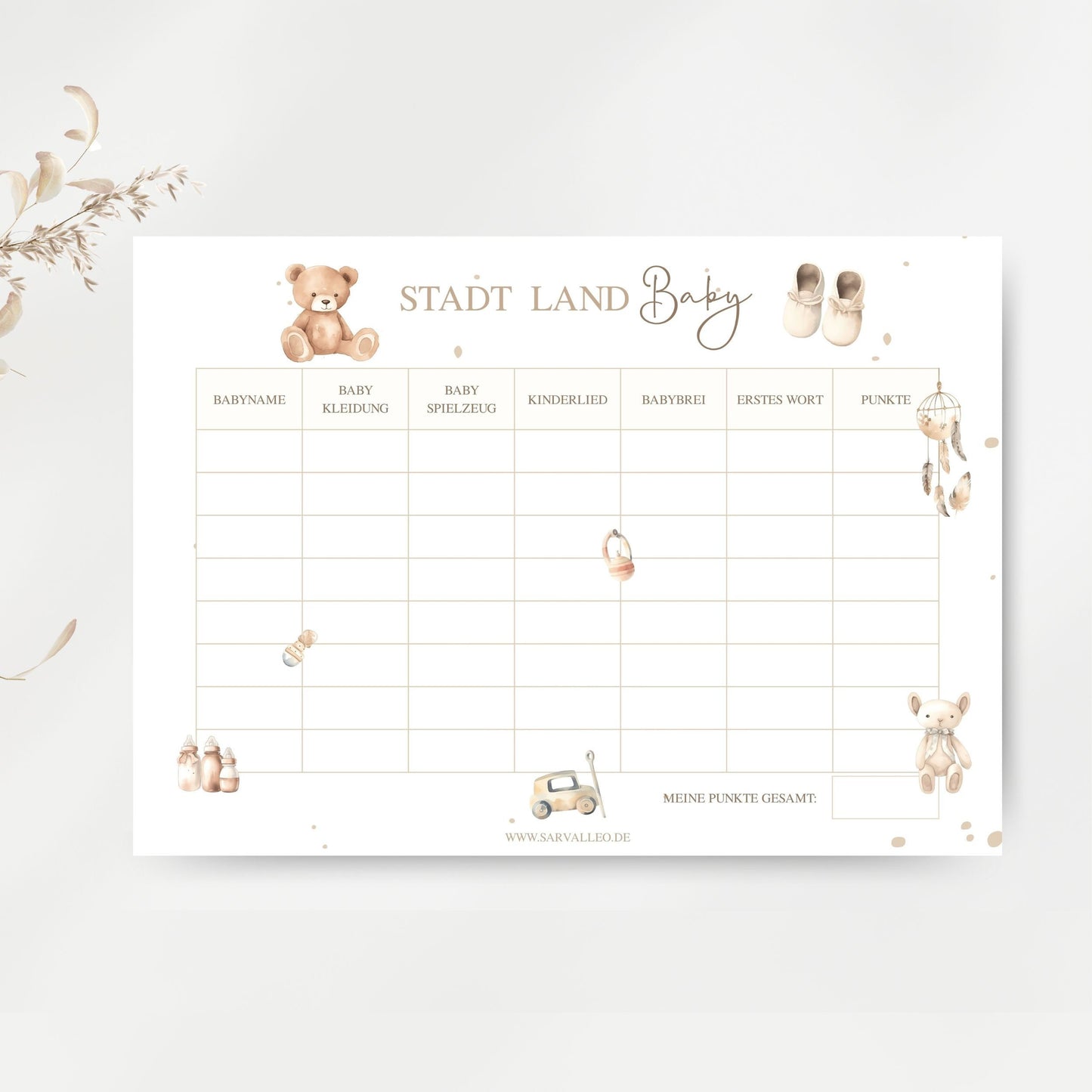 Stadt Land Baby - A5 Spielblock